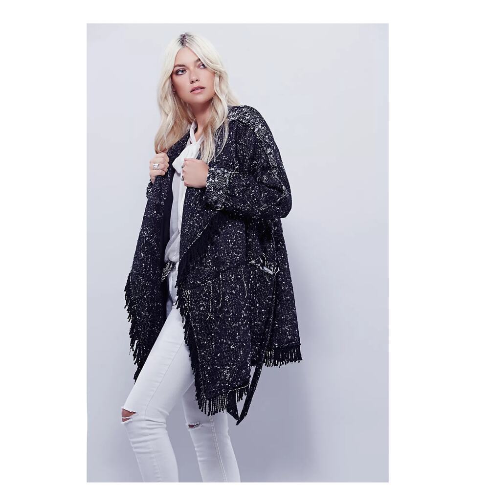 Free People Fringe Wrap Blanket Coat Size Small